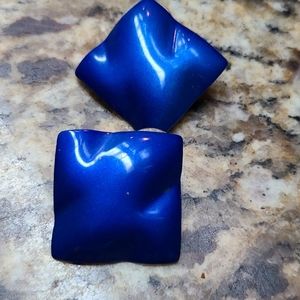 Enamel Blue vintage 80s earrings